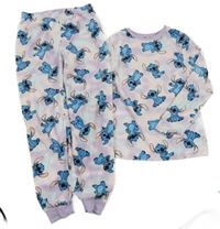 Fialovo-světlerůžovo-mátové batikované plyšové pyžamo se Stitchem PRIMARK
