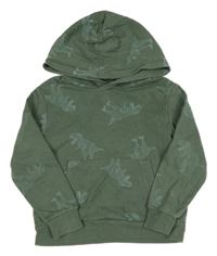 Khaki mikina s dinosaury a kapsou a kapucí H&M
