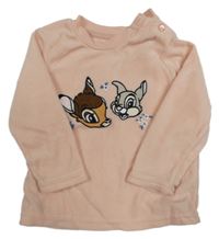 Světlerůžová fleecová mikina s Bambim a Thumperem PRIMARK
