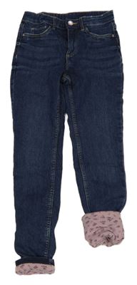 Modré skinny fit podšité rifle H&M
