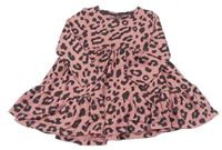 Růžové úpletové šaty s leopardím vzorem F&F