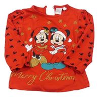 Červené triko s Minnie a Mickeym Disney