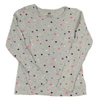 Světlešedé melírované puntíkaté triko H&M