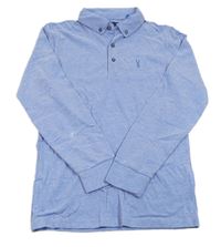 Modré melírované polo triko s výšivkou Next