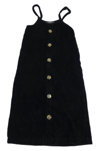 Černé žebrované sametové šaty s knoflíky Denim Co.