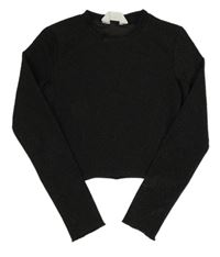 Černé třpytivé crop triko H&M