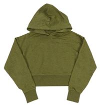 Khaki melírovaná crop mikina s kapucí Matalan