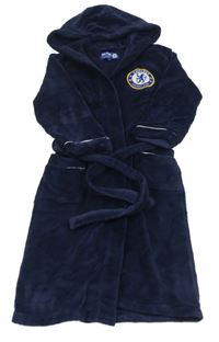 Tmavomodrý chlupatý fotbalový župan s kapucí - Chelsea FC