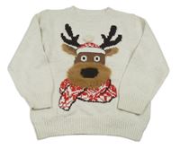 Světlebéžový svetr se sobem H&M