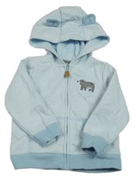 Světlemodro-bílá pruhovaná propínací mikina s medvědem a kapucí Carter's