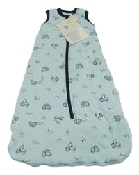 Nové - Světlemodrý zateplený spací pytel s traktory a stromky Lupilu