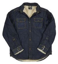 Tmavomodrá riflová zateplená košilová bunda Next