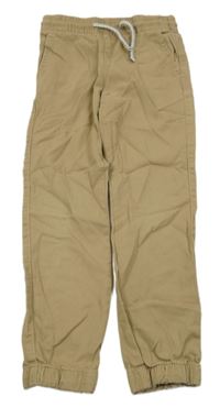 Hnědé plátěné jogger cuff kalhoty H&M