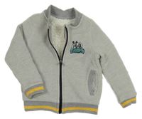 Šedá vzorovaná zateplená propínací mikina s autem Nutmeg