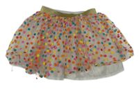 Bílá puntíkatá tylová sukně