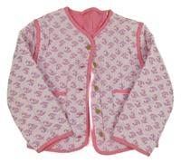 Růžová květovaná prošívaná zateplená propínací mikina George