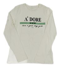 Smetanové triko s nápisem a srdíčky Name it