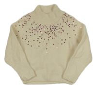 Béžový chlupatý svetr s flitry C&A