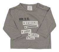 Šedé triko s nápisem Kiabi