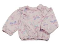 Světlerůžová mikina s motýly a volánky Peacocks