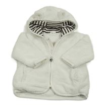 Bílá chlupatá podšitá propínací mikina s kapucí H&M