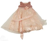 Růžové slavnostní šaty s flitry a tylovou sukní