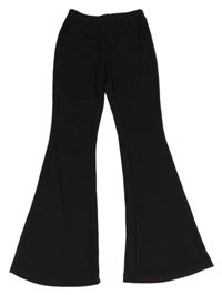 Černé žebrované flare legíny