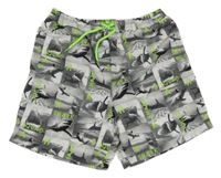 Šedé plážové kraťasy se žraloky Y.F.K.