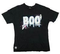 Černé tričko s nápisem a duchy Primark