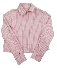 Růžovo-bílo-červená pruhovaná crop halenka Only