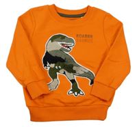 Oranžová mikina s army dinosaurem C&A