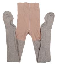 Růžovo-stříbrné punčocháče H&M