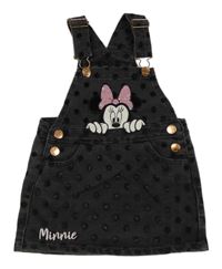 Antracitové puntíkaté riflové laclové šaty s Minnie s flitry Primark