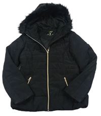 Černá šusťáková zateplená bunda s kapucí Yd.