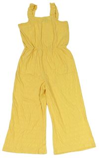Žlutý žebrovaný culottes kalhotový overal Primark