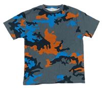 Šedo-oranžovo-modré army pyžamové tričko Next