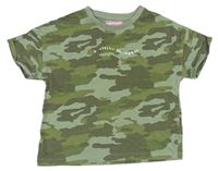 Khaki army crop tričko s nápisem M&S