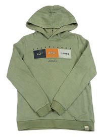 Khaki mikina s logem a kapucí JACK&JONES