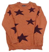 Cihlový lehký svetr s hvězdami Next