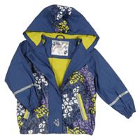 Tmavomodrá vzorovaná nepromokavá jarní bunda s kapucí Lupilu