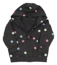 Hnědá puntíkatá propínací mikina s kapucí George