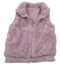 Pudrově fialová kožešinová zateplená vesta Dunnes 