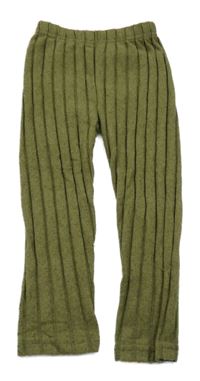 Khaki žebrované pletené legíny