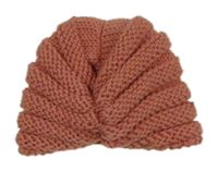 Starorůžová pletená turbanová čepice 
