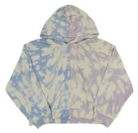 Bílo-fialovo-modrá batikovaná crop mikina s kapucí H&M