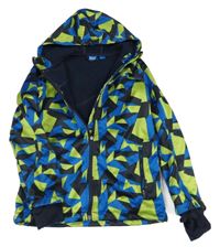 Zeleno-modrá vzorovaná softshellová bunda s kapucí Crivit