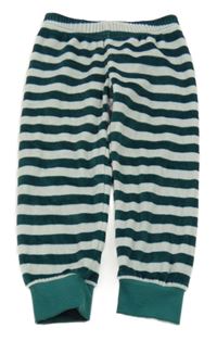 Zeleno-šedé pruhované plyšové pyžamové kalhoty Lily & Dan