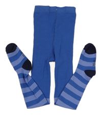 Modré pruhované punčocháče 