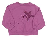 Růžová oversize mikina s hvězdou z flitrů Next