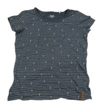 Tmavomodré pruhované tričko s kotvami Yigga